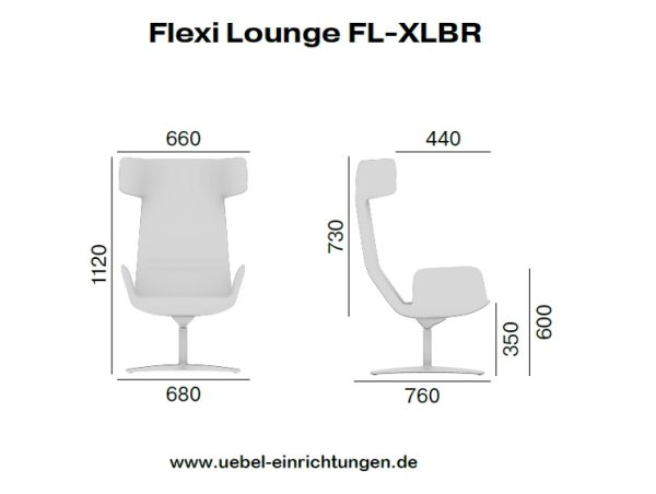 Flexi Loungemöbel Empfang - Abmessungen